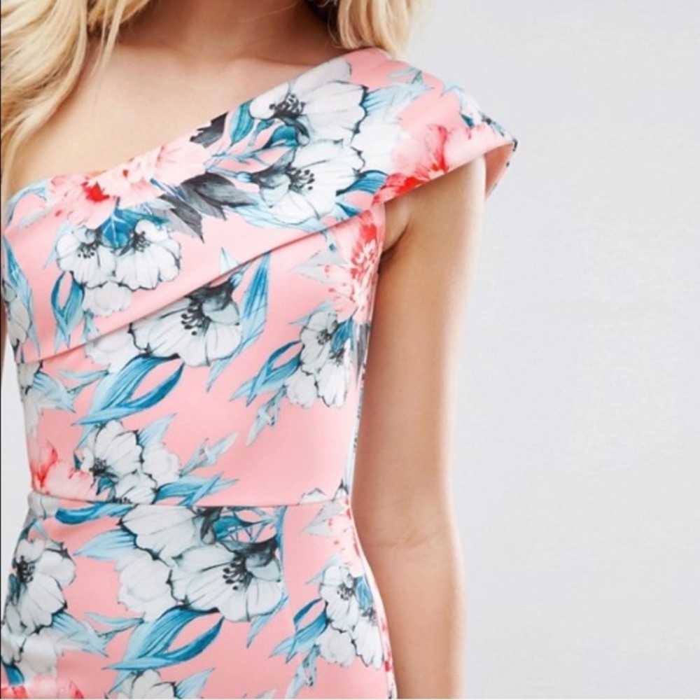 ASOS Scuba One-shoulder Floral dress